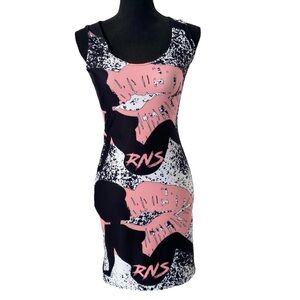 Women’s Sleeveless Graphic Print Stretchy Dress Small